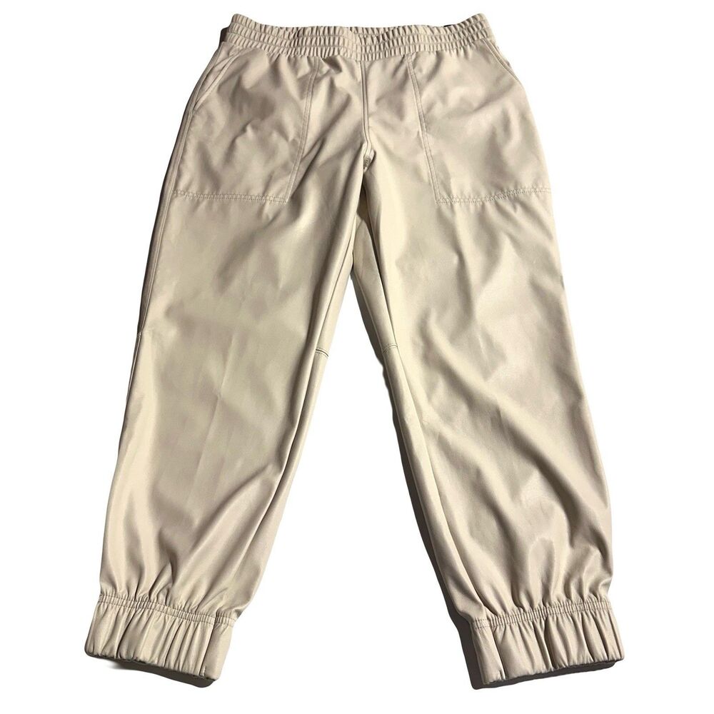 Calia Journey Collection Faux Leather Jogger Pant Women's L Beige High Rise NWT